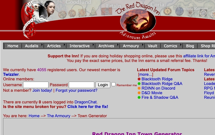 The Red Dragon Inn - Town Generator